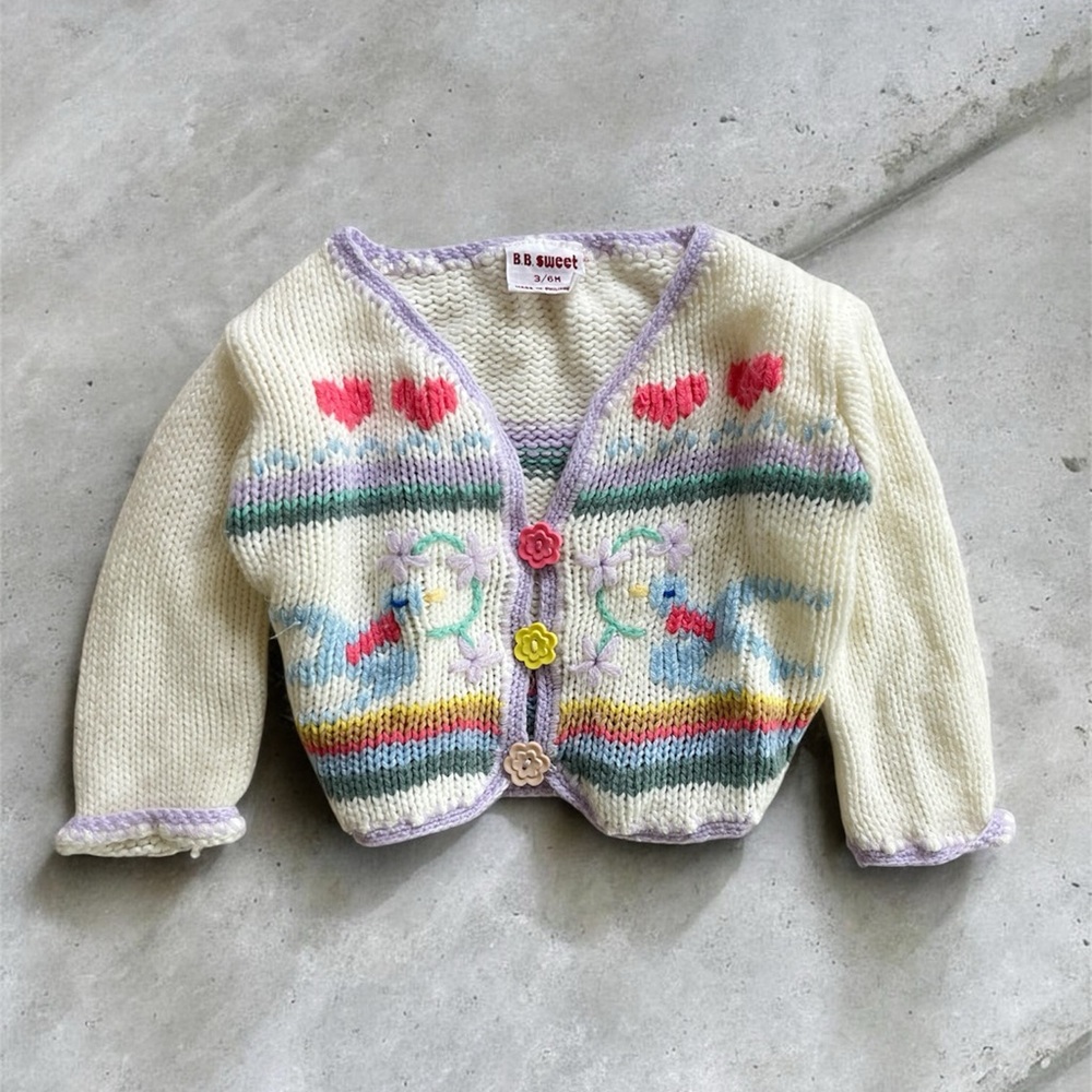 BB Sweet Knit Cardigan embroidered with Heart Pattern size 3 - 6 months